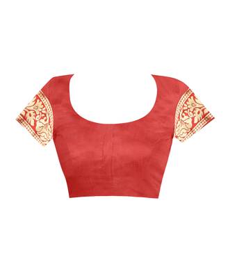 Red Woven Jacquard Saree With Blouse 4