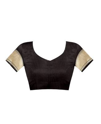 Black Woven Jacquard Saree With Blouse 4