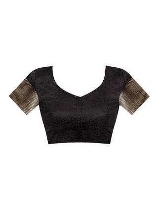 Black Woven Jacquard Saree With Blouse 4