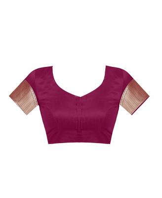 Wine Woven Jacquard Saree With Blouse 4