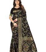 Black Woven Jacquard Saree With Blouse