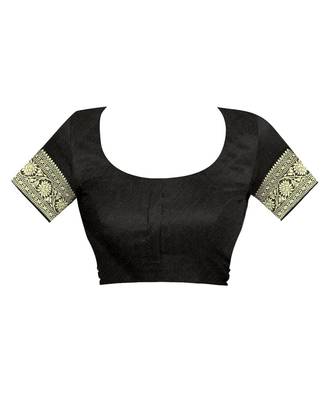 Black Woven Jacquard Saree With Blouse 4