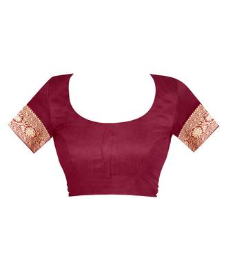 Maroon Woven Jacquard Saree With Blouse 4