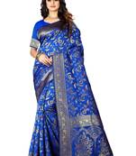 Royal Blue Woven Jacquard Saree With Blouse
