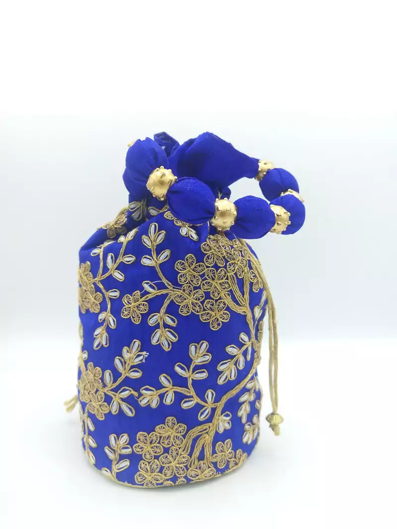 Core Classiques Blue Embroidered Potli Bag