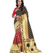 Black Woven Silk Saree With Blouse