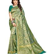 Green Woven Silk Saree With Blouse