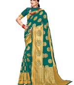 Green woven silk saree with blouse