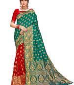 Green woven silk saree with blouse