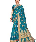 Green woven silk saree with blouse