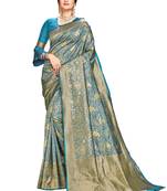 Green woven silk saree with blouse