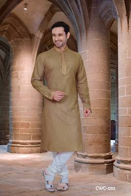 Green plain poly cotton men-kurtas 1