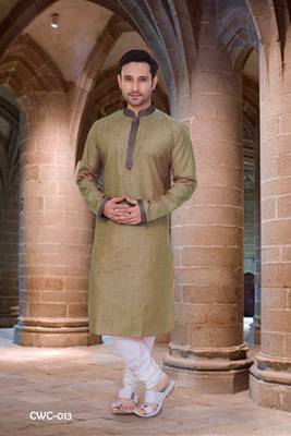 Green plain poly cotton men-kurtas 1