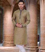 Green plain poly cotton men-kurtas