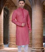 Pink plain poly cotton men-kurtas