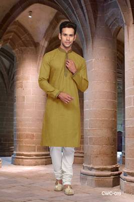 Green plain poly cotton men-kurtas 1