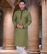 Green plain poly cotton men-kurtas