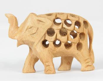 Wodden Elephant Brown Statue With Jali Carving Work Antique Showpiece 2