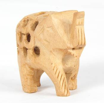 Wodden Elephant Brown Statue With Jali Carving Work Antique Showpiece 3