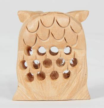 Wodden Owl Brown Statue With Jali Carving Work Antique Showpiece 4