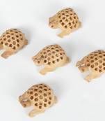 Wodden Turtle Brown Statue With Fine Jali Carving Work Antique Showpiece