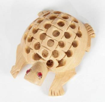 Wodden Turtle Brown Statue With Fine Jali Carving Work Antique Showpiece 3