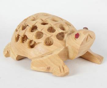 Wodden Turtle Brown Statue With Fine Jali Carving Work Antique Showpiece 4