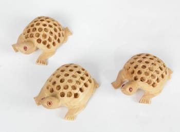 Handcraft Wodden Turtle Brown Statue Antique Showpiece 1