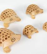 Handcraft Wodden Frog Brown Statue With Fine Jali Carving Antique Showpiece