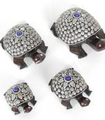 Handcraft Silver Coloured Turtle With Pearl Fine Work Statue For Home Decor