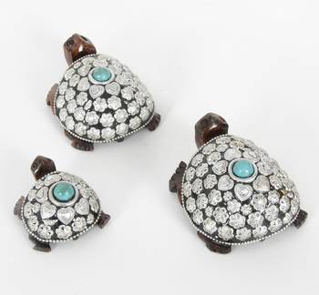 Handcraft Silver Coloured Turtle With Pearl Fine Work Statue For Home Decor 3
