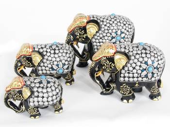Handcraft Silver Coloured Elephant Statue Fine Work For Home Decor 2
