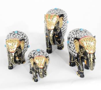 Handcraft Silver Coloured Elephant Statue Fine Work For Home Decor 3