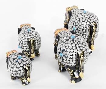Handcraft Silver Coloured Elephant Statue Fine Work For Home Decor 4
