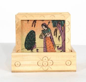 Handcraft Wodden Tea Coaster Cream Coloured Fine Work For Home Use 1
