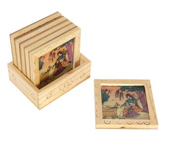 Handcraft Wodden Tea Coaster Cream Coloured Fine Work For Home Use 2
