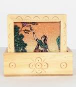 Handcraft Wodden Tea Coaster Cream Coloured Fine Work For Home Use