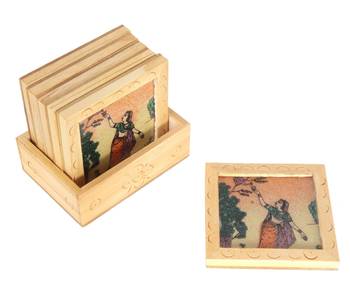 Handcraft Wodden Tea Coaster Cream Coloured Fine Work For Home Use 2