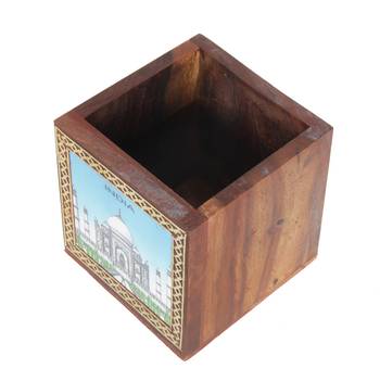 Handcraft Wodden Small Storage Box Brown Coloured Fine Work For Home Use 4