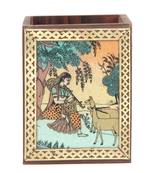 Handcraft Wodden Small Storage Box Brown Coloured Fine Work For Home Use