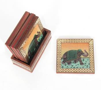 Handcraft Wodden Tea Coaster Brown Coloured Fine Work For Home Use 2