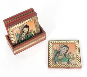 Handcraft Wodden Tea Coaster Brown Coloured Fine Work For Home Use 2