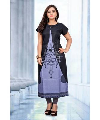 Grey printed crepe kurti 1