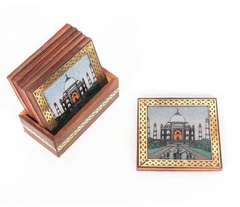 Handcraft Wodden Tea Coaster Brown Coloured Fine Work For Home Use 2
