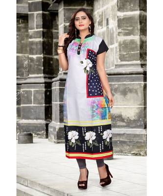 Multicolor Printed Crepe Kurti 2