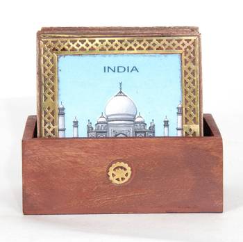 Handcraft Wodden Tea Coaster Brown Coloured Fine Work For Home Use 1
