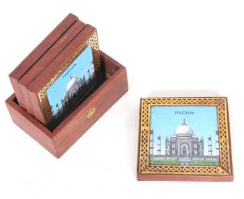 Handcraft Wodden Tea Coaster Brown Coloured Fine Work For Home Use 2