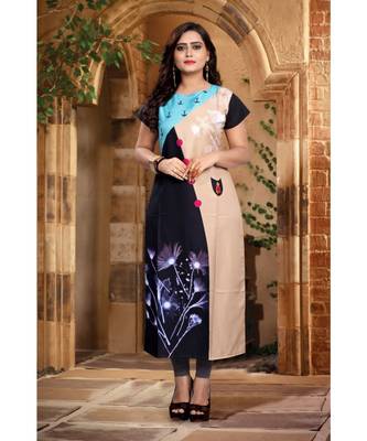 Multicolor Printed Crepe Kurti 1