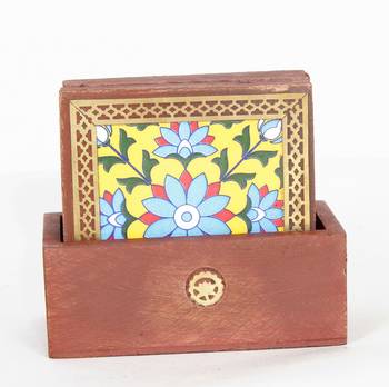 Handcraft Wodden Tea Coaster Brown Coloured Fine Work For Home Use 1