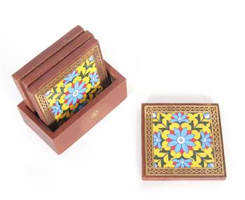 Handcraft Wodden Tea Coaster Brown Coloured Fine Work For Home Use 2
